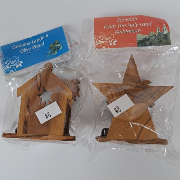 Olive Wood Holy Land Ornaments Handcrafted Lot of 12 - Picture 11 of 16